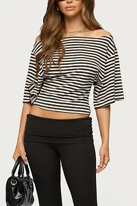 Edikted Jadan Striped Off Shoulder Top