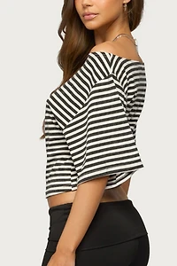 Edikted Jadan Striped Off Shoulder Top