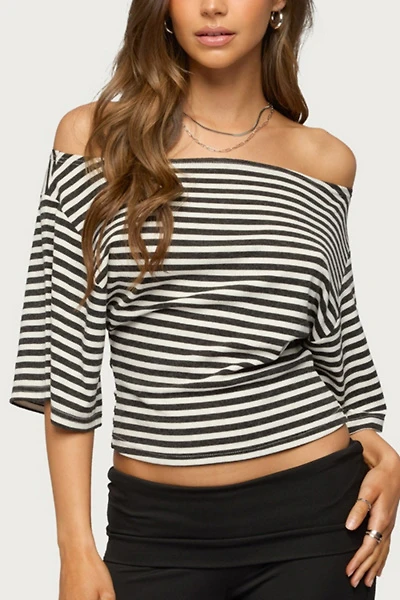 Edikted Jadan Striped Off Shoulder Top