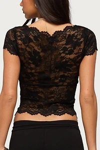 Edikted Elza Scalloped Sheer Lace Top