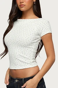 Edikted Raglan Boat Neck Floral Top