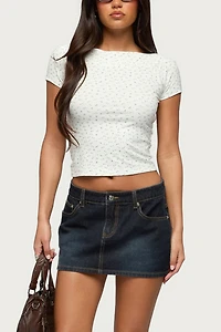 Edikted Raglan Boat Neck Floral Top