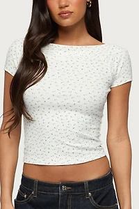Edikted Raglan Boat Neck Floral Top