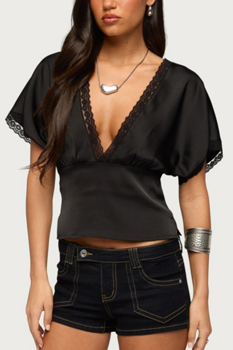 Edikted Ihara Lacey Cinched Waist Top
