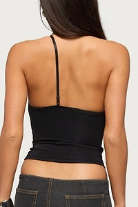 Edikted One Shoulder Peekaboo Lacey Cutout Top