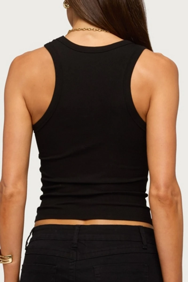 Edikted Klyah Metal Pendant Ribbed Tank Top