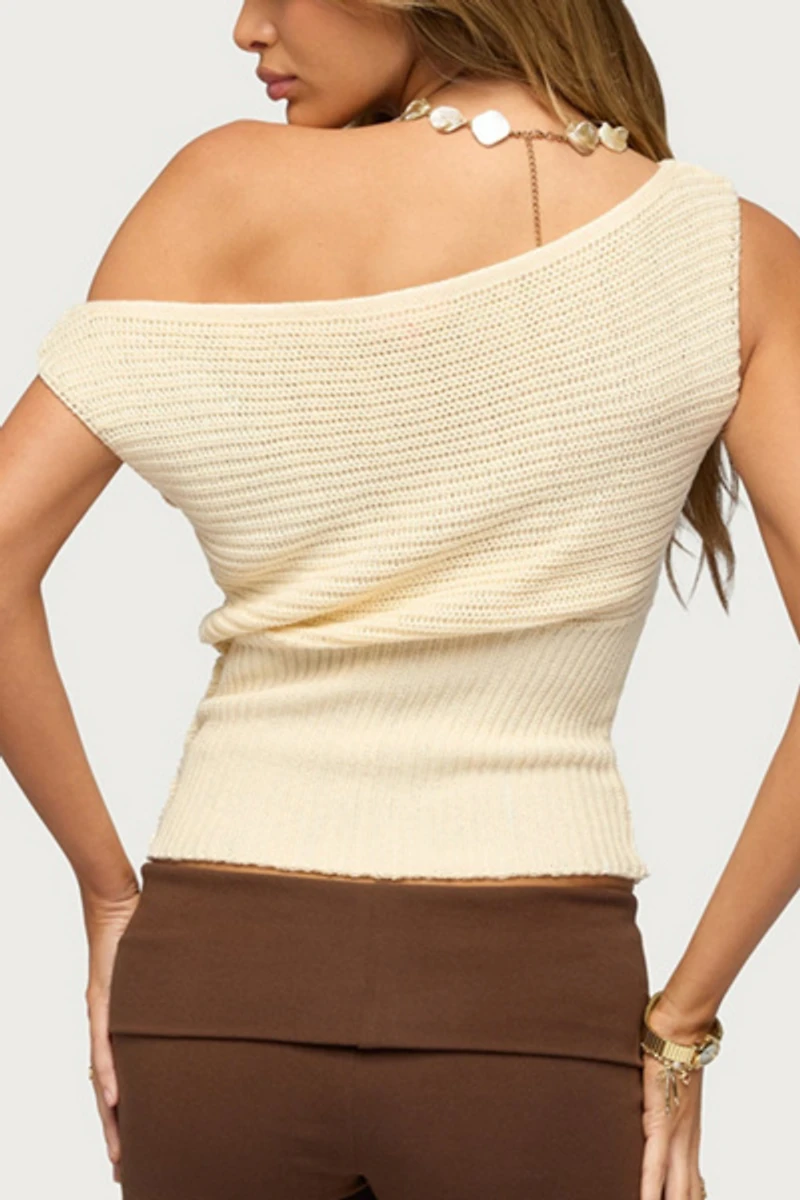 Edikted Buttoned Off Shoulder Crochet Top