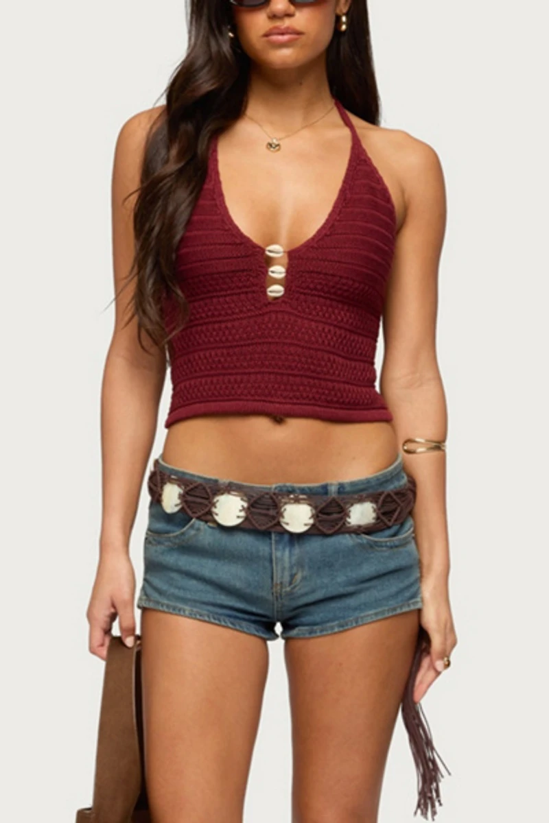 Edikted Backless Coastal Charm Crochet Top