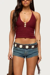 Edikted Backless Coastal Charm Crochet Top