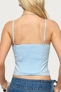 Edikted Kerah Ruffle Button Tank Top