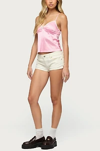 Edikted Polka Dot Satin Effect Lace Trim Top