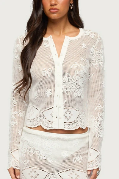 Edikted Rusa Button Up Sheer Crochet Top