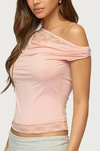 Edikted Lacey Layered Off Shoulder Top