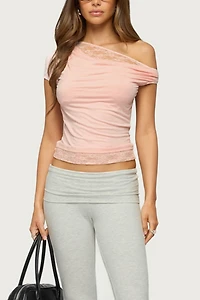 Edikted Lacey Layered Off Shoulder Top