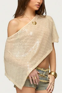 Edikted Alanna Sheer Sequin Poncho