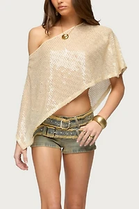 Edikted Alanna Sheer Sequin Poncho