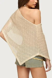 Edikted Alanna Sheer Sequin Poncho