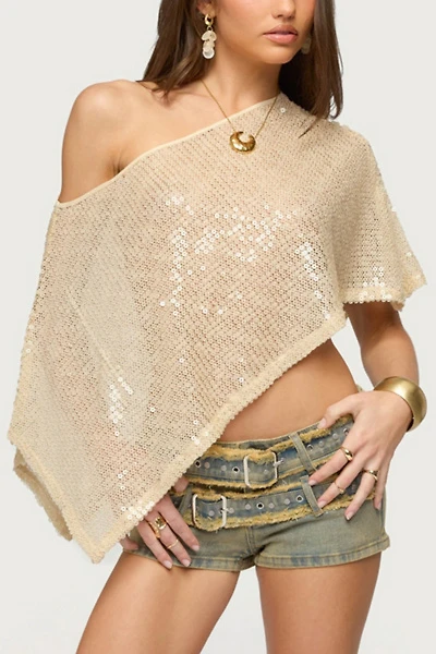 Edikted Alanna Sheer Sequin Poncho