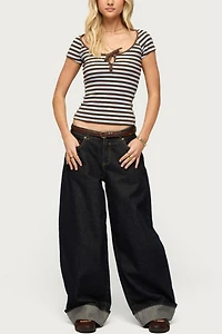 Edikted Emberly Striped Raglan Top