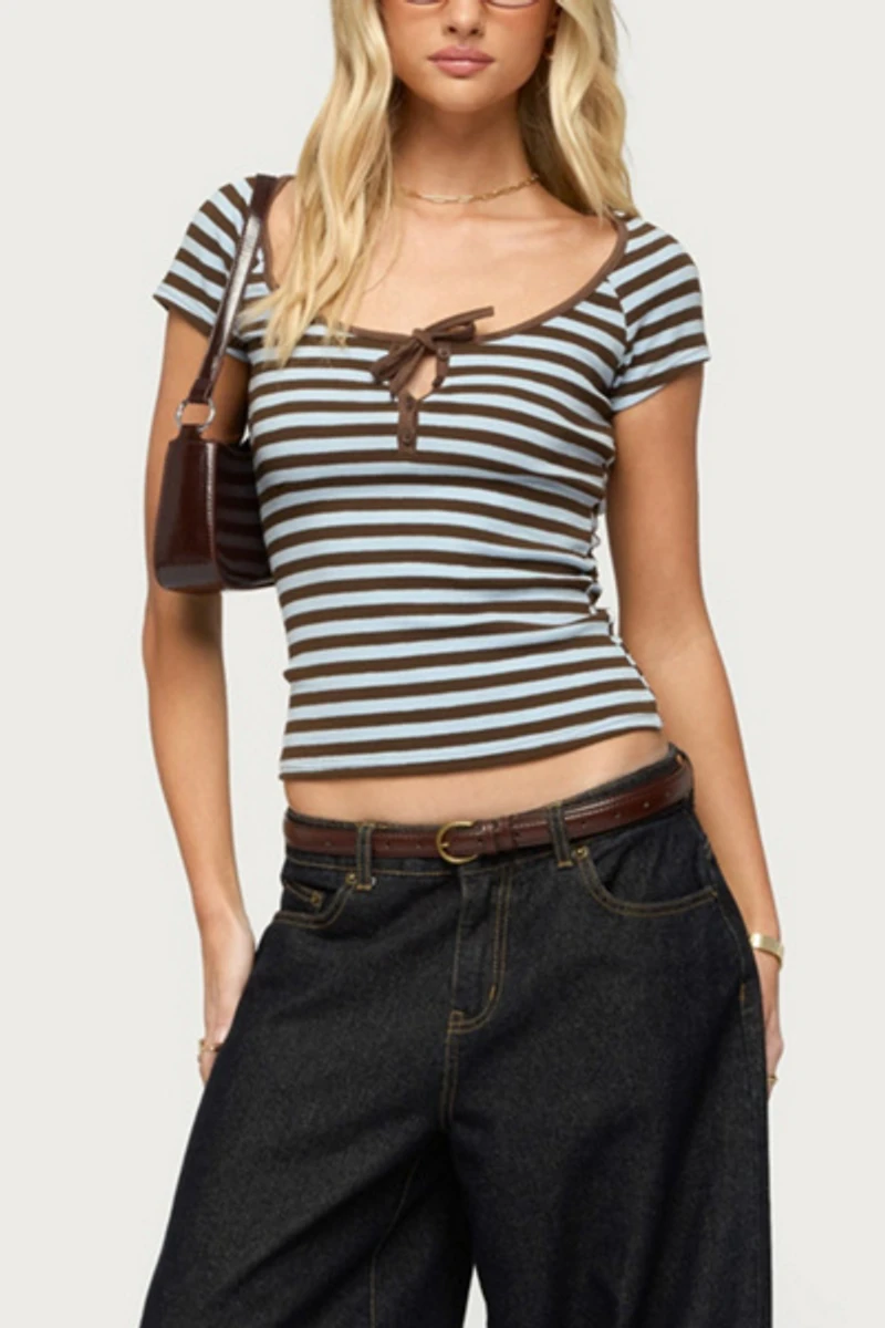 Edikted Emberly Striped Raglan Top