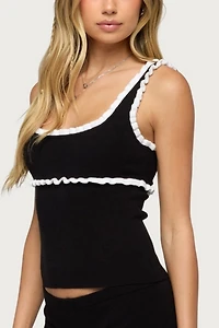 Edikted Saffra Contrast Ruffle Knit Top