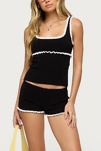 Edikted Saffra Contrast Ruffle Knit Top