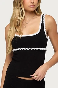 Edikted Saffra Contrast Ruffle Knit Top