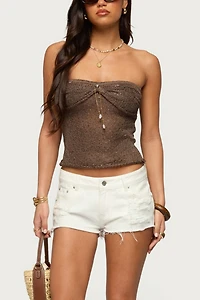 Edikted Dangling Charm Sequin Knit Top