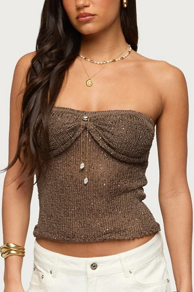 Edikted Dangling Charm Sequin Knit Top