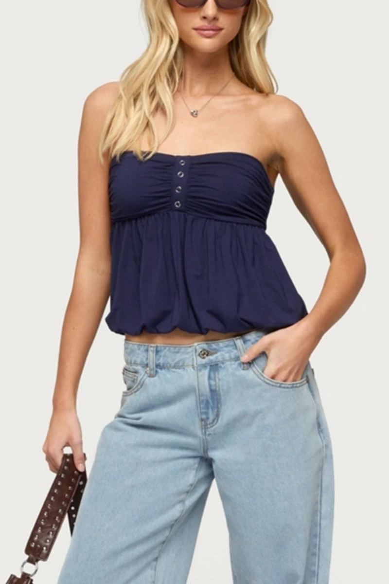 Edikted Yury Strapless Bubble Top