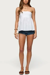 Edikted Linen Look Strapless Babydoll Top