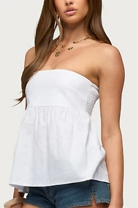 Edikted Linen Look Strapless Babydoll Top
