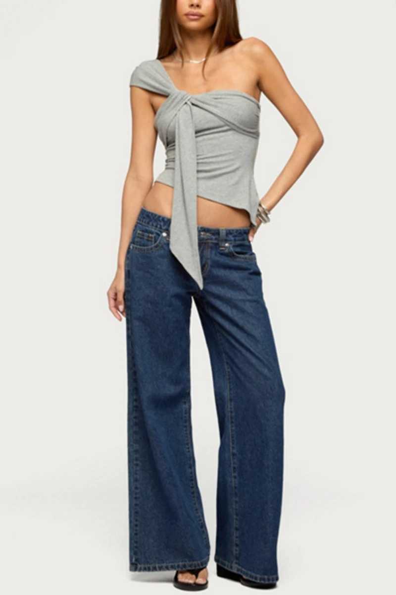 Edikted Zoie Draped Tie One Shoulder Top