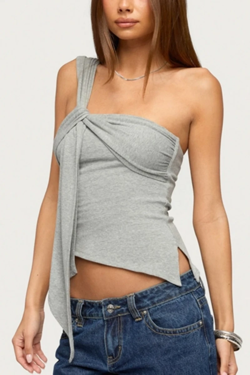 Edikted Zoie Draped Tie One Shoulder Top