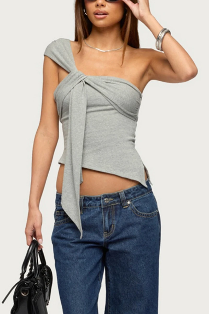 Edikted Zoie Draped Tie One Shoulder Top