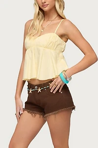 Edikted Byrdie Ruched Babydoll Tank Top