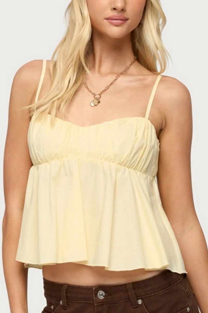 Edikted Byrdie Ruched Babydoll Tank Top