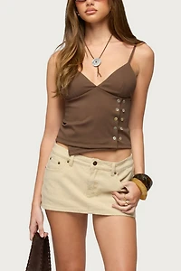 Edikted Dafna Asymmetric Button Tank Top