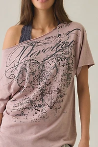 Devotion Graphic Oversized Off-The-Shoulder Tee