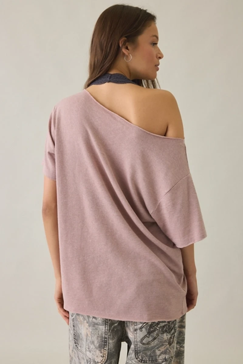 Devotion Graphic Oversized Off-The-Shoulder Tee