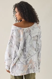 Snow Camo Oversized Off-The-Shoulder Sweatshirt