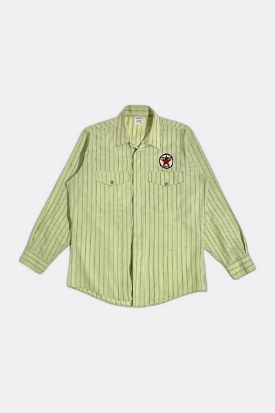 Vintage 1960s Texaco Patched Striped Selvedge Workwear Shirt