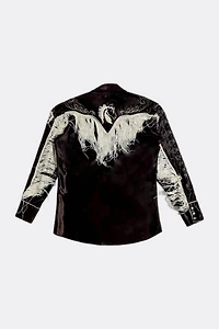 Vintage 1970's Chainstitch Rhinestone Fringed Western Pearl Snap Shirt