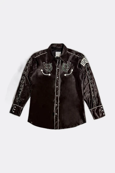Vintage 1970's Chainstitch Rhinestone Fringed Western Pearl Snap Shirt