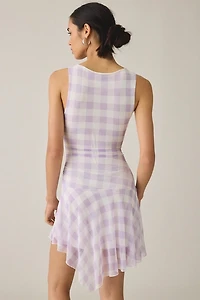 UO Whimsy Whirl Asymmetric Mesh Mini Dress