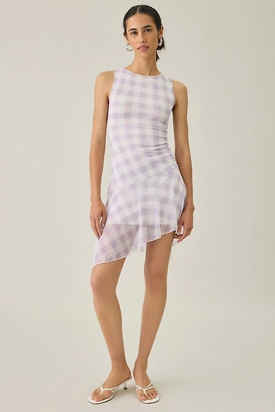 UO Whimsy Whirl Asymmetric Mesh Mini Dress