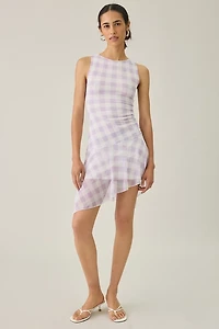 UO Whimsy Whirl Asymmetric Mesh Mini Dress