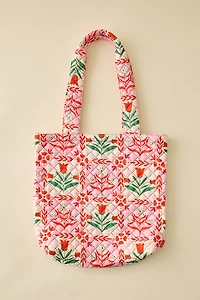 ban.do Pink Tile Floral Quilted Tote Bag