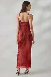 UO Ruby Retro Polka Dot Mesh Maxi Dress