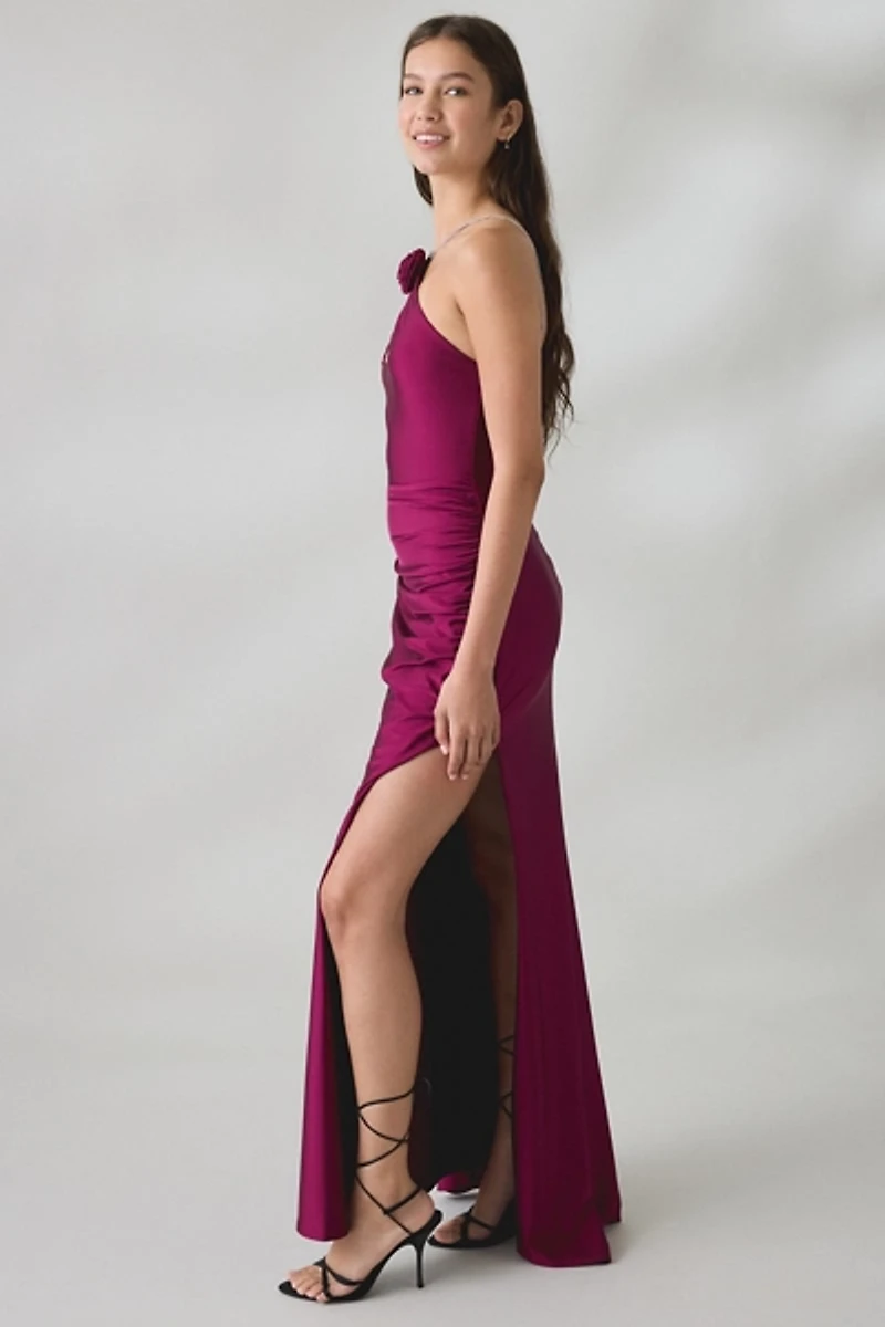 UO Amethyst Bloom Floral Applique High Neck Maxi Dress